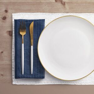 NWT Porter Anna- Navy & Gold  Cotton Napkin 4-set, Pinstripe